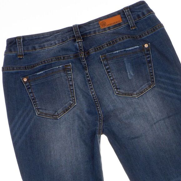 American Blue Skinny Jeans Size 13 Juniors Distressed Dark Wash Stretch 31x30 - Picture 4 of 11